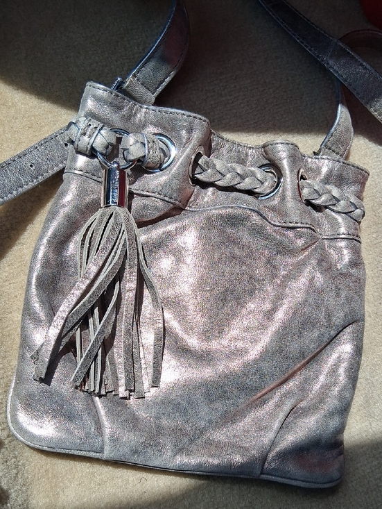 Michael Kors Handbags - Michael Kors Metallic Pewter Tassel Drawstring Crossbody